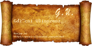 Gácsi Ulisszesz névjegykártya